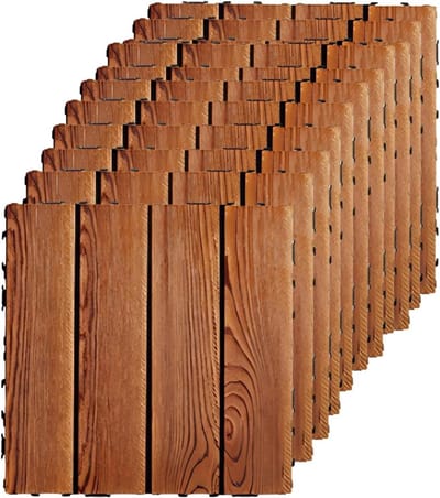 Terrastegels Hout - Vloerdelen Buiten - Balkon Decoratie - In Elkaar Grijpend Systeem - 11 Stuks 30x30cm - Bruin