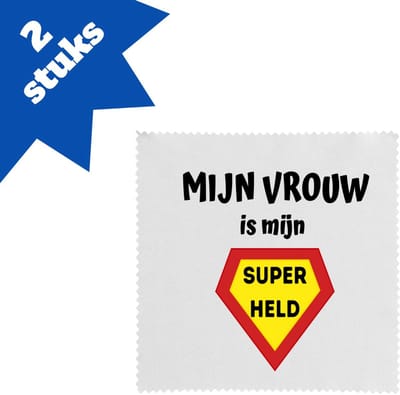 Akyol - mijn vrouw is mijn superheld brillendoekjes - Vriend/vriendin - super vrouw - valentijnsdag - verjaardag - cadeautje voor vriendin - kado - geschenk - 17,8 bij 17,8 cm - 2 stuks