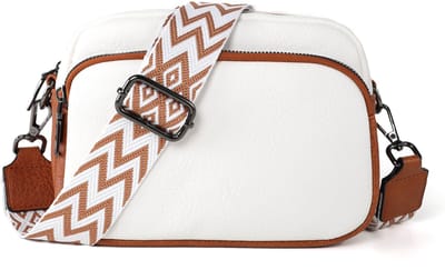 TAN.TOMI Schoudertas - Crossbody Tas - Crossbodytas - Damestas - Telefoontas - Klein handtas dames - valentijn cadeautje -Wit/Bruin