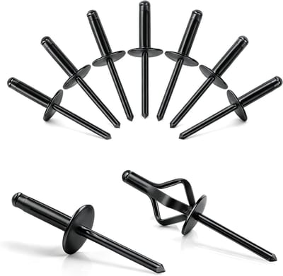 70 Stuks Tri-Fold Popnagels van Aluminium met Grote Flens - Zwart (4.8 x 25mm) voor Bouw en Reparatie