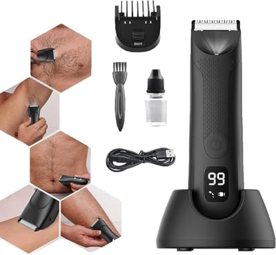 Waterproof Trimmer - Body Groomer - Lichaamsverzorging - Verstelbare Lengtes - 4 Opzetkammen - Zwart