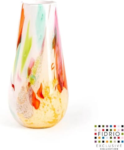 Design vaas Gloriosa - Fidrio MIXED COLOURS - Glas - Mondgeblazen bloemenvaas - Hoogte 15 cm