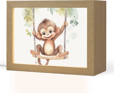 Nachtlampje 20x15 cm - Kinder lampje - Aap - Dier - Kinderen - Jungle - Tafellamp kinderkamer - Slaapkamer lamp - Bedlamp kinderen - Kinderlampje stopcontact - Wandlamp babykamer - Nachtlampjes