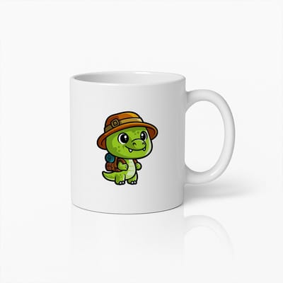 Schattige Avontuurlijke Dino Mok – Leuke Cartoon Koffiebeker Voor Kinderen en Dino Fans