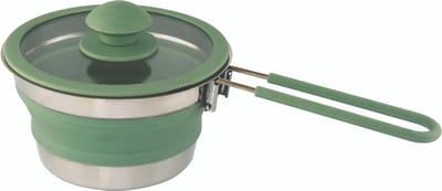 Eurotrail Pan met Deksel + Inklapgrip - opvouwbaar - siliconen - Sea Green