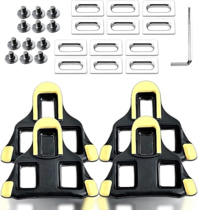2 paar pedaalplaten voor Shimano SPD SL, fiets cleats voor racefietsen, compatibel met SM-SH10, SM-SH11 en SM-SH12 (geel)