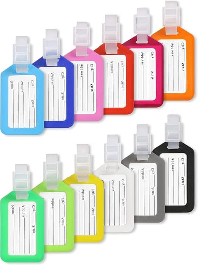 12 Stuks Koffers Tags voor Reizen, Plastic Identificatie Labels voor Bagage, Handbagage ID Tags en Koffer Labels