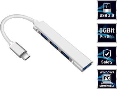 Innerlight® Connect+ - USB HUB - USB-C naar 4x USB-A - USB-C Adapter - Geschikt voor Apple MacBook Air en Pro - Geschikt voor Samsung - Geschikt voor Microsoft Surface Pro