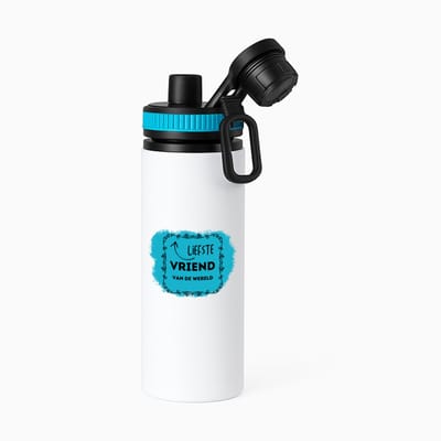 Hacebo® - liefste vriend van de wereld waterfles met draaidop blauw - Vriend/vriendin - de liefste vriend - valentijnsdag - verjaardag - cadeautje voor vriendje - kado - geschenk - water fles - 850ML