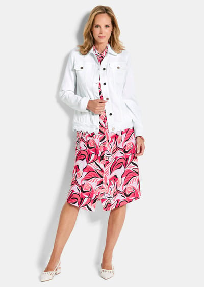 Jeansjasje met bloemenrand - wit - Gr. 23 van Goldner Fashion