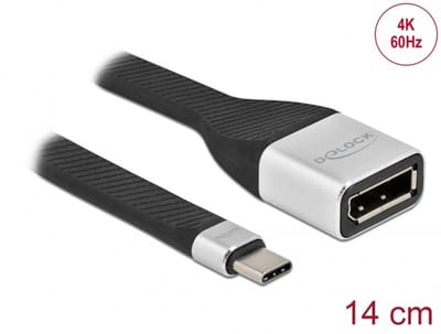 Delock FPC Flat Ribbon Cable USB Type-C™ to DisplayPort (DP Alt Mode) 4K 60 Hz 14 cm
