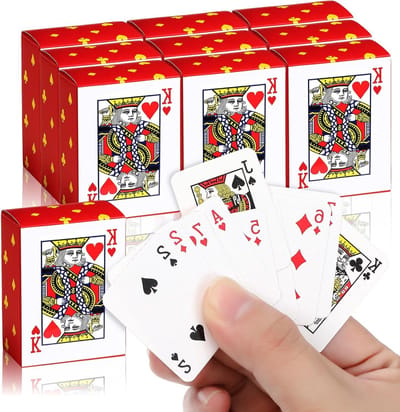 10 Decks Mini Speelkaarten 4 cm - Miniatuur Pokerkaarten voor Reizen, Gastgeschenken en Feestcadeaus voor Kerst, Halloween en Nieuwjaar