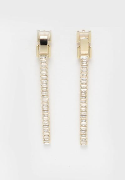 AVANT-GARDE PARIS Dangle Earrings - Goud 7.5cm x 1.3cm - 1 stuk - Goudplated met post en back sluiting