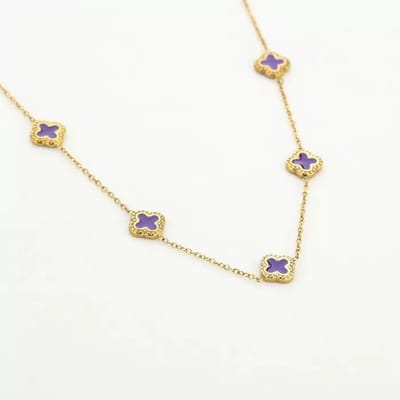 Bijoutheek Collier 5 Klavers Paars
