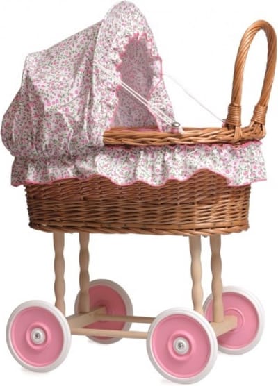 Egmont Toys - Egmont Toys Poppenwagen in Riet met Bloemenbekleding