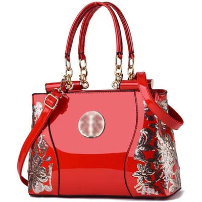 Helder Lakleer Handtas Groot Volume Helder Leer Dubbelzijdse Borduurwerk Dames Tas Enkele Schouder Crossbody Tas Bruidstas Mama Tas . pink