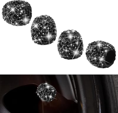 Auto Accessoires - Kristallen Diamant Ventieldoppen - 4 Stuks - Voor Auto Fiets Motor SUV - Zwart