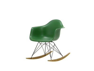 Vitra RAR Eames Plastic Armchair - smaragd RE - zwart - sleden esdoorn goudkleurig