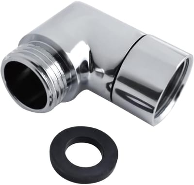 Dailygoods - 90 graden handdouche adapter - Doucheslang verlenging - Verchroomd zilver - Douchekop aansluiting - Hoogwaardig messing - Geschikt voor e...
