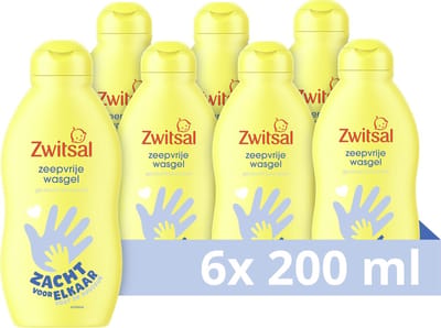 Zwitsal Zeepvrije Wasgel - Baby - met ingrediënten van natuurlijke oorsprong zonder SLES-sulfaat - 6 x 200 ml