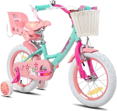 Kinderfiets Meisjes 12 tot 18 inch met Mand en Zijwieltjes