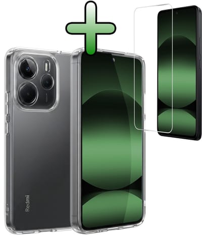 Hoesje Met Screenprotector - Geschikt voor Xiaomi Redmi Note 14 5G - Sterk & Shockproof - Back Cover - Siliconen Case - Telefoon Hoes - Transparant