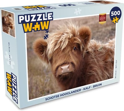 Puzzel Schotse hooglander - Kalf - Bruin - Legpuzzel - Puzzel 500 stukjes