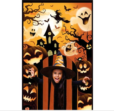 Fiestas Guirca - Deur decoratie Happy Halloween ( 145 x 240 cm) - Halloween - Halloween Decoratie - Halloween Versiering