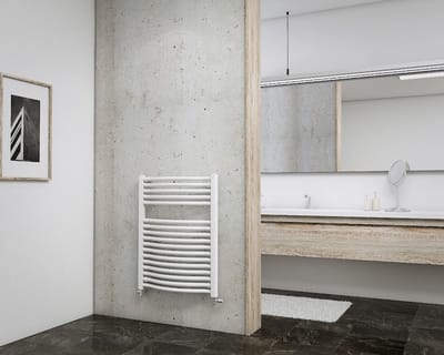 Schulte EP707660 04 designradiator 60 x 78 cm Olympia, 481 Watt, alpine-wit, mooi gebogen radiator voor de badkamer en keuken