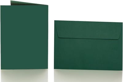Vouwkaarten met envelop - Dubbele kaarten - Persoonlijke berichten - Sterke papierkwaliteit - 25 stuks 120x170mm - Donkergroen