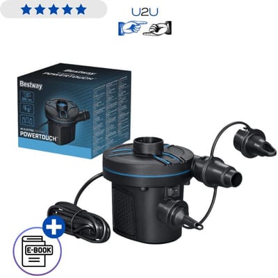 Bestway Elektrische Luchtpomp 62252 220-240V - Opblaaspomp Voor Luchtbed Zwemband Strandbal En Opblaasbaar Speelgoed Met 3 Opzetstukken Blaas- En Leegzuigfunctie Met Ebook