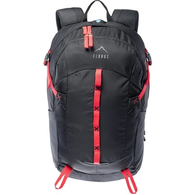 Elbrus Backpack - Unisex - antraciet - rood - zwart