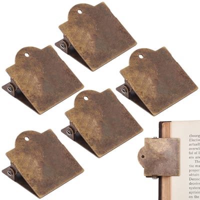 5Stuks Vintage Metalen Boekclip Antiek Brons Lege Journal Notitieboek Clip Reizigers Planner Paginahouder Kleine Decoratieve Binder Houders TN Accessoires voor Kunst Journaling Leesdecoratie