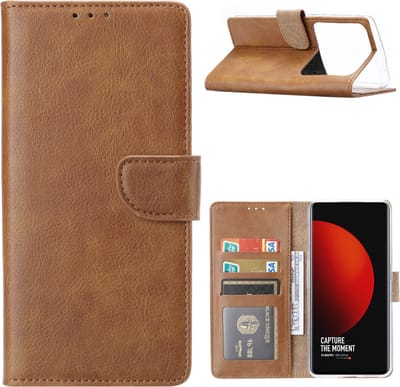 Portemonnee Book Case Hoesje Geschikt voor: Xiaomi Mi 12S Ultra - Lichtbruin