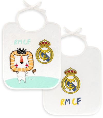 REAL MADRID™ - slabbetjes set - waterdicht badstof katoen - wit