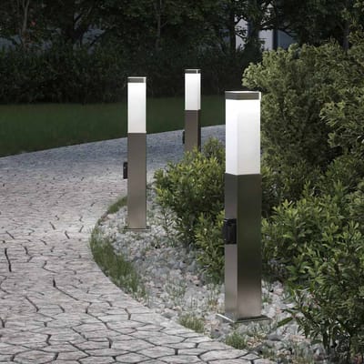 vidaXL Bolderverlichting met stopcontact 3 stuks 50 cm RVS IP44