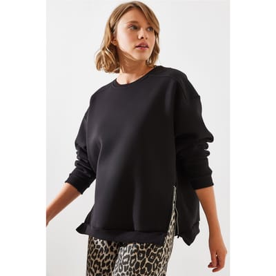 Sweater met Ritsdetail en Ronde Hals