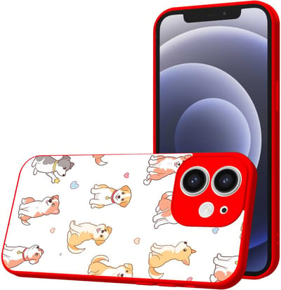 Smartphonica Telefoonhoesje Geschikt voor iPhone 12 met Honden opdruk - TPU Back Cover Case Dogs Design - Rood geschikt voor iPhone 12