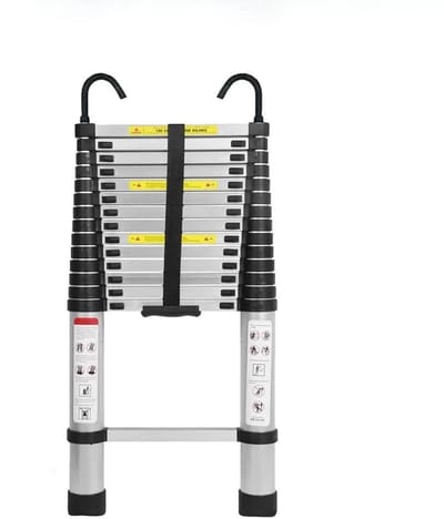 Uitschuifbare ladder 6.2 m – Telescopische vouwladder – Aluminium constructie – Antislip poten – Vergrendelbare treden – Inklapbaar ontwerp – Draagbaar – 150 kg draagvermogen – Met afneembare haken