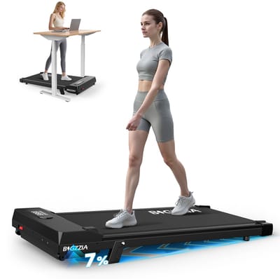 BIGZZIA Loopband draagbaar met 7% helling - 3-in-1 Walkingpad Elektrisch - loopkussen 1-8 km/u instelbaar - Motor 2,5 pk - met afstandsbediening en LCD-display - 130 kg draagvermogen - Treadmill Zwart
