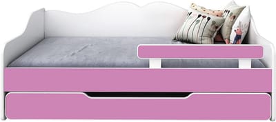 Uittrekbaar Kinderbed met Matrassen en Lade - Inklapbaar Slaapbank voor Kinderkamer - 140x70cm - Roze