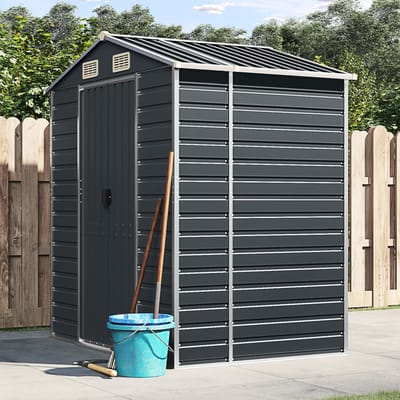 vidaXL - Tuinschuur - 191x130x198 - cm - gegalvaniseerd - staal - antracietkleurig