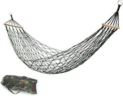Katoenen Hangmat - Dubbele Hangmat - Ontspannen Buiten - Inclusief Draagtas - 260x100cm - Groen