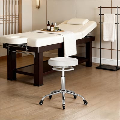 Wishdor Bureaukruk 49 x 49 x 46-58 cm hoogte verstelbaar en 360° draaibaar met wielen wit