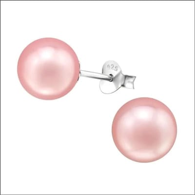 Aramat Jewels | Oorbellen | Zilveren Parel Oorbellen - Tijdloze Elegantie | 8mm / Roze | | | Zilver | Kinderen, Volwassenen | Verkleurd niet