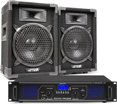 DJ geluidsinstallatie met Bluetooth - MAX8 DJ luidsprekers + Bluetooth versterker combinatie - 800W