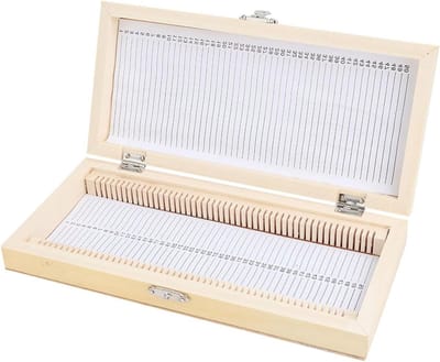 Houten Opbergdoos voor Microscopische Glazen, 50 Stuks, Handgemaakt met Metalen Sluiting, Compact en Ruime Capaciteit