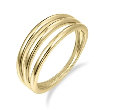 Schitterende 14 Karaat Gouden Luxe Gepolijste 3 Bands Ring 18.50 mm (maat 58) model 275|Aanzoeksring