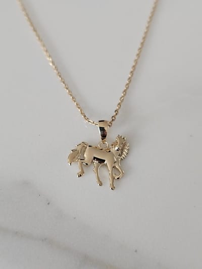 Ketting 18K Goud Verguld met Paard Hanger – Keuze Zilver of Goud – Dames Sieraad, Trendy Cadeau voor Paardenliefhebbers - Fan - Dierenliefhebber - Paardensport - Geschenkverpakking - Liefde - Love