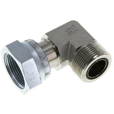 UN 1-7/16''-12 x UN 1-7/16''-12 M/F Verzinkt Stalen L-Fitting 90graden ORFS 400 Bar - Hydrauliek - FL2E-MF-EZ-107U-O
